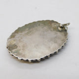 Taxco Mexican Sterling Silver Blue Hardstone Large Pendant Vintage c1970s
