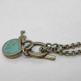 Sterling Silver & Turquoise Set Padlock Chain Bracelet Vintage c1990s