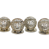 Set of Four Cast Sterling Silver Lion Mask Place Settings Vintage 1993 London