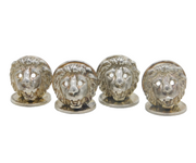 Set of Four Cast Sterling Silver Lion Mask Place Settings Vintage 1993 London