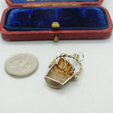 Sterling Silver Champagne Ice Bucket Charm Pendant Vintage c1970