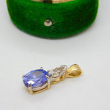 9ct Yellow Gold, Amethyst & Paste Set Pear Drop Pendant Vintage c1990 London