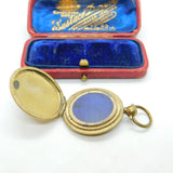 Victorian Yellow Metal Engine Turned Single Locket Fob Pendant Antique c1900