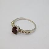 Sterling Silver Garnet & White Sapphire Dress Ring Vintage c1970 Size N 1/2