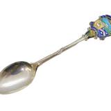 Sterling Silver & Enamel City of Newcastle Souvenir Teaspoon Antique Birmingham