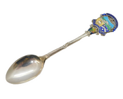 Sterling Silver & Enamel City of Newcastle Souvenir Teaspoon Antique Birmingham