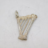 Sterling Silver Ornate Harp Charm Pendant Vintage c1970