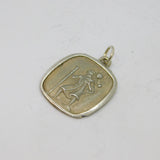 Sterling Silver Matt & Polished St Christopher Travel Pendant Vintage c1970