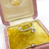 Sterling Silver Wrap Ring With Diamond Paste Vintage c1970 Size N