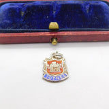 Sterling Silver and Coloured Enamel Travel Shield 'Totnes' Charm Vintage c1970