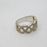 Sterling Silver White Topaz Swirly Pattern Dress Band Ring Vintage c1970 Size L