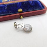 Sterling Silver Crystal Drop Charm Pendant Vintage c1970