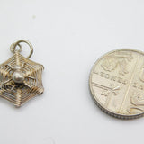 Sterling Silver Spider in her Web Charm Pendant Vintage c1970