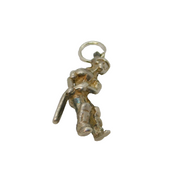 Sterling Silver Cricketer Charm Pendant Vintage c1970s