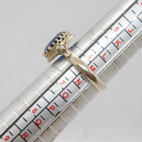 Sterling Silver Oval Sapphire Solitaire Studio Dress Ring Vintage c1970 Size M
