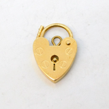 9ct Yellow Gold Padlock Heart Charm or Clasp Vintage 1977 London