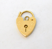 9ct Yellow Gold Padlock Heart Charm or Clasp Vintage 1977 London