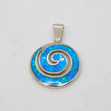 Sterling Silver Greek Opal Set Swirl Charm Pendant Vintage c1970s