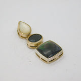 Sterling Silver Shell & Black Onyx 3 Mixed Shapes Studio Pendant Modern c1990s