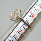 Sterling Silver Paste Solitaire & White Sapphire Dress Ring Vintage c1970 Size N