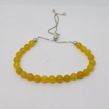 Sterling Silver Yellow Hardstone Beaded Dress Bracelet Vintage c1970