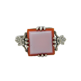 Art Deco .935 Grade Silver & Sardonyx Set Signet Ring Antique c1920s