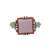 Art Deco .935 Grade Silver & Sardonyx Set Signet Ring Antique c1920s