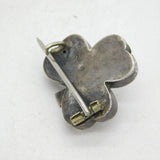 Victorian Sterling Silver Lucky Shamrock Brooch Pin Antique c1880s