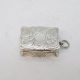 Victorian Sterling Silver Floral Pattern Vinaigrette Antique 1868 Birmingham