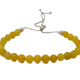 Sterling Silver Yellow Hardstone Beaded Dress Bracelet Vintage c1970