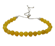 Sterling Silver Yellow Hardstone Beaded Dress Bracelet Vintage c1970