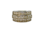Sterling Silver Chunky Three Row Paste Set Deco Style Ring Vintage c1970 Size Q