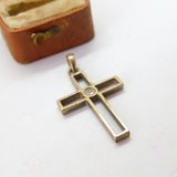 Sterling Silver Paste Set Cross Charm Pendant Vintage c1970