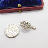 Sterling Silver Knot and Milky Quartz Charm Pendant Vintage c1970