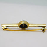 Victorian Sterling Silver Gilt Cabochon Banded Agate Bar Brooch Antique c1880