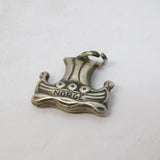 Sterling Silver Norwegian Viking Ship Charm Pendant Vintage c1970