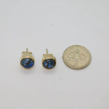 Pair of Sterling Silver Sodalite Mosaic Form Round Stud Earrings Modern c1990