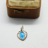 Sterling Silver and Blue Enamel Catholic Saint Charm Pendant Vintage c1970