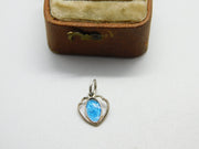 Sterling Silver and Blue Enamel Catholic Saint Charm Pendant Vintage c1970