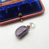 Sterling Silver Rough Cut Amethyst Charm Pendant Vintage c1970