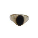 Sterling Silver Black Onyx Oval Childs Signet Band Ring Vintage c1970 Size F 1/2