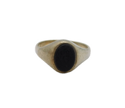 Sterling Silver Black Onyx Oval Childs Signet Band Ring Vintage c1970 Size F 1/2