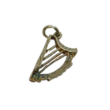 Sterling Silver Patterned Harp Or Lyre Charm Pendant Vintage c1970