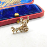 Sterling Silver Horse Drawn Traditional Carriage Charm Pendant Vintage c1970