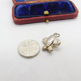Sterling Silver Puffy Aeroplane Charm Pendant Vintage c1970