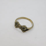 Sterling Silver Art Deco Marcasite Bow Band Ring Antique c1930 Size O 1/2