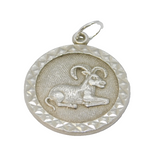 Sterling Silver Aries "The Ram" Horoscope Disc Pendant Vintage c1970
