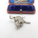 Sterling Silver Pave Set Diamond Paste Bunny Skull Statement Pendant c2000