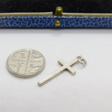 Sterling Silver Textured Cross Crucifix Charm Pendant Vintage c1970