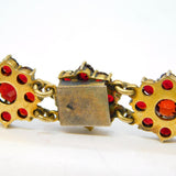 Austro-Hungarian Silver Gilt & Bohemian Garnet Floral Panel Bracelet Antique